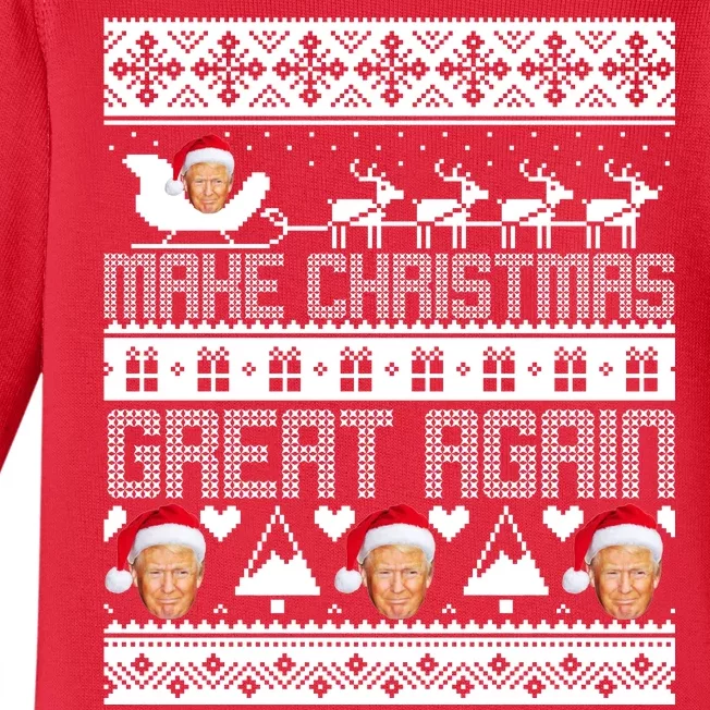 Donald Trump Make Christmas Great Again Ugly Christmas Baby Long Sleeve Bodysuit