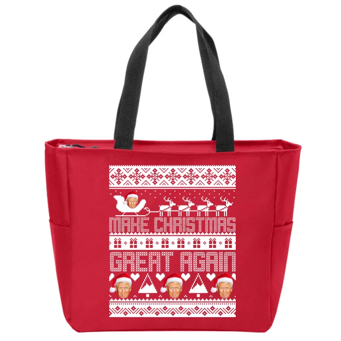 Donald Trump Make Christmas Great Again Ugly Christmas Zip Tote Bag