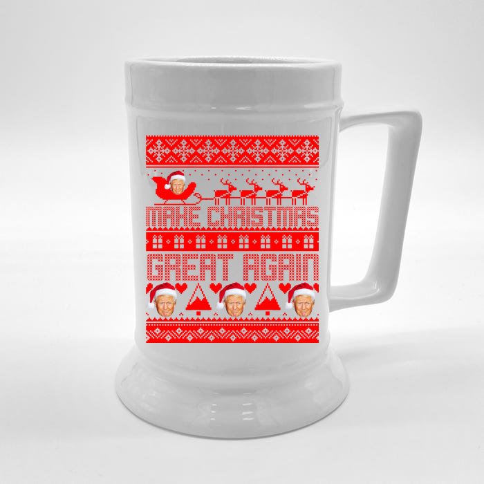 Donald Trump Make Christmas Great Again Ugly Christmas Front & Back Beer Stein