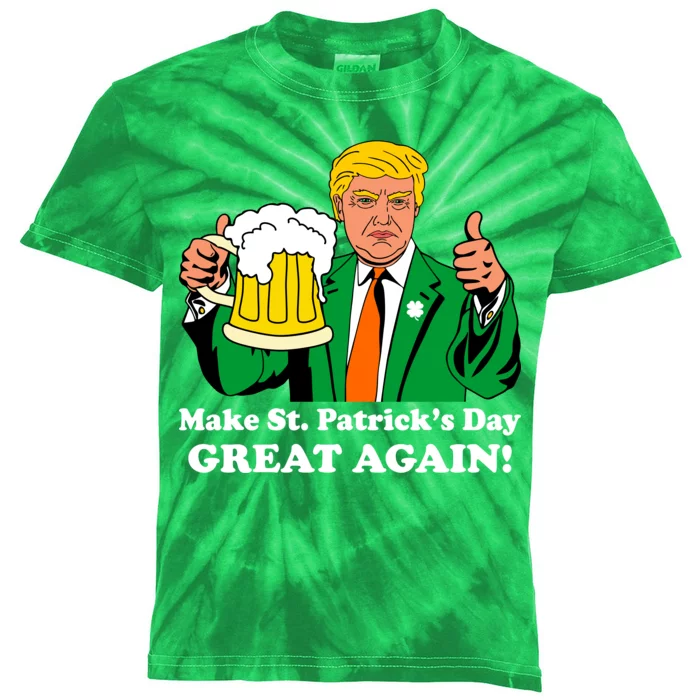 Donald Trump Make St. Patrick's Day Great Again Beer Drinking Kids Tie-Dye T-Shirt