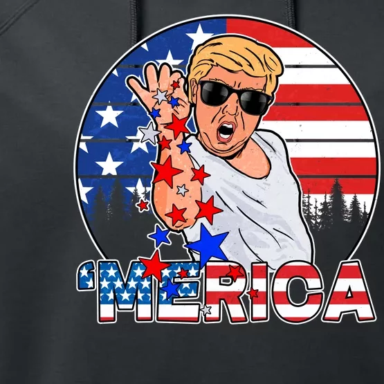 Donald Trump Merica Salt Bae Performance Fleece Hoodie