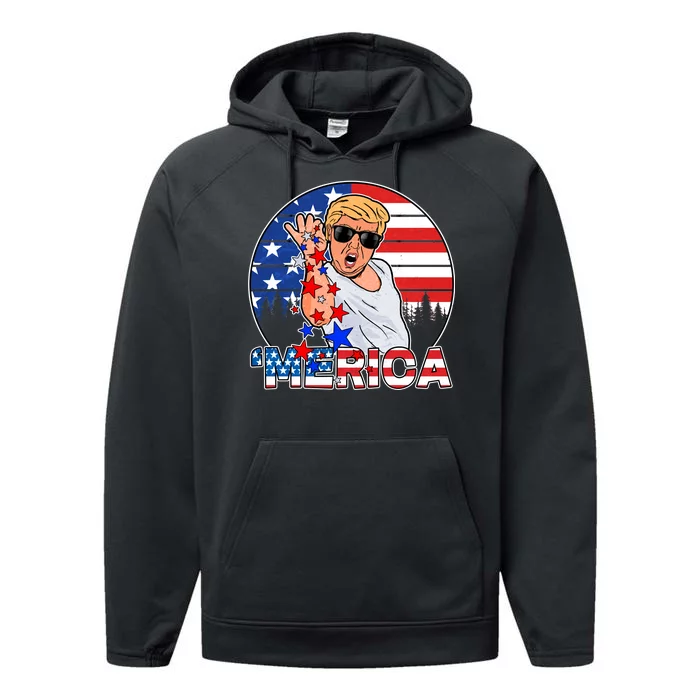 Donald Trump Merica Salt Bae Performance Fleece Hoodie