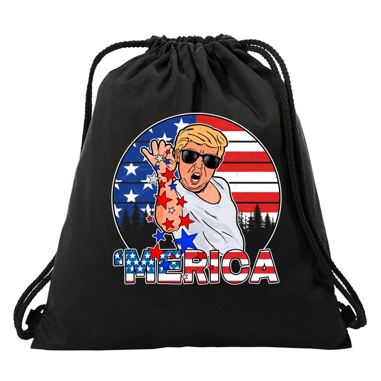 Donald Trump Merica Salt Bae Drawstring Bag