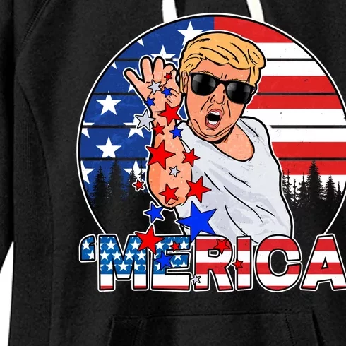 Donald Trump Merica Salt Bae Women's Fleece Hoodie