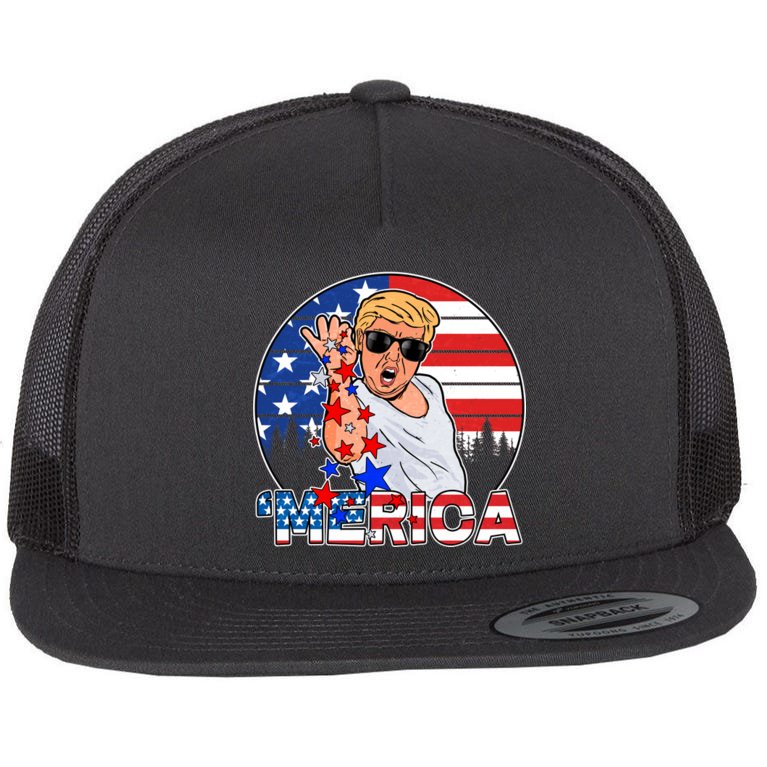 Donald Trump Merica Salt Bae Flat Bill Trucker Hat