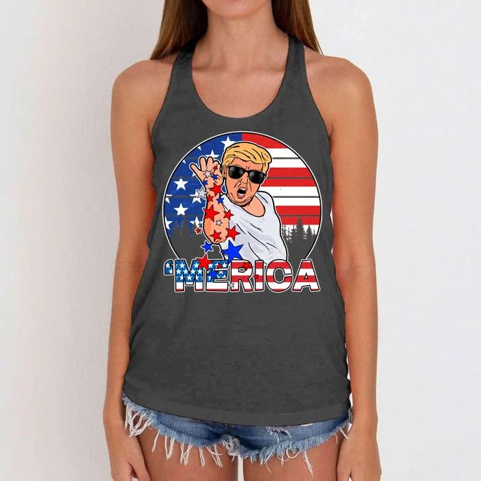 Donald Trump Merica Salt Bae Women's Knotted Racerback Tank