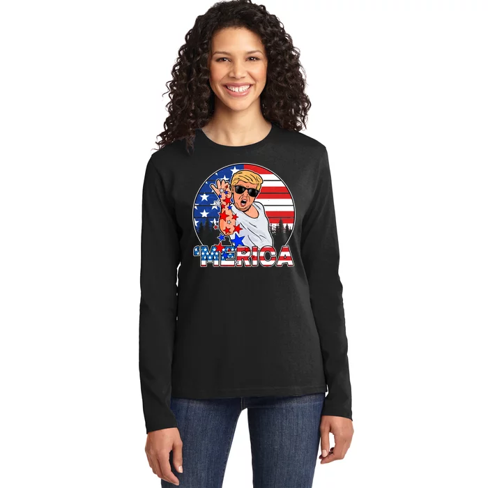 Donald Trump Merica Salt Bae Ladies Long Sleeve Shirt