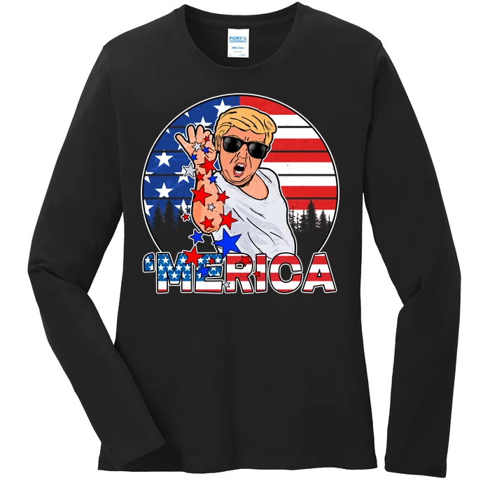 Donald Trump Merica Salt Bae Ladies Long Sleeve Shirt