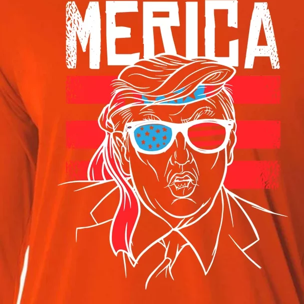 Donald Trump Merica USA Flag America Cooling Performance Long Sleeve Crew