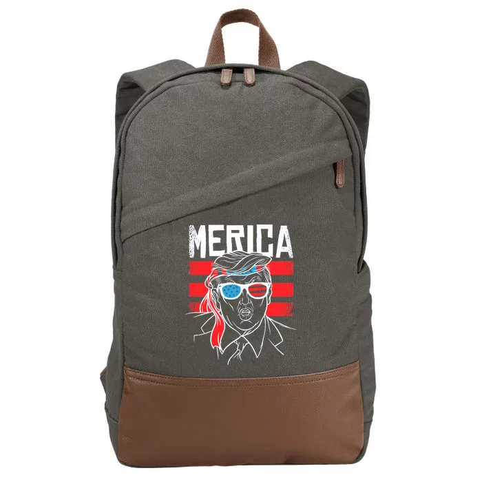 Donald Trump Merica USA Flag America Cotton Canvas Backpack