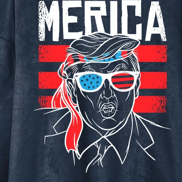 Donald Trump Merica USA Flag America Hooded Wearable Blanket