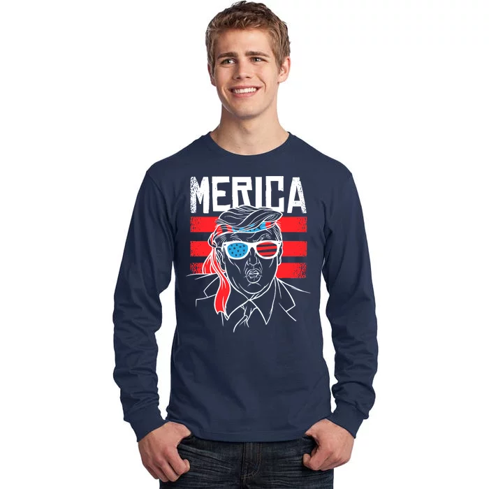 Donald Trump Merica USA Flag America Tall Long Sleeve T-Shirt