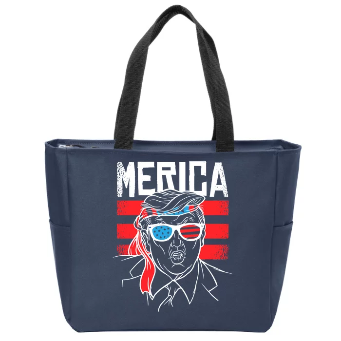 Donald Trump Merica USA Flag America Zip Tote Bag