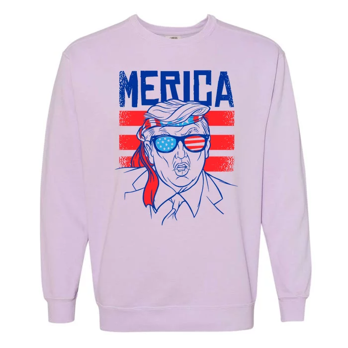 Donald Trump Merica USA Flag America Garment-Dyed Sweatshirt