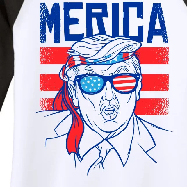 Donald Trump Merica USA Flag America Women's Tri-Blend 3/4-Sleeve Raglan Shirt