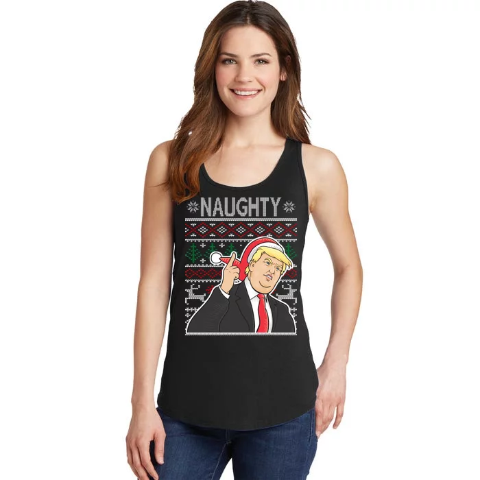 Donald Trump Naughty Ugly Christmas Ladies Essential Tank