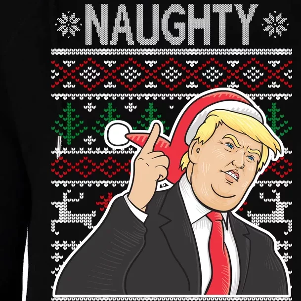 Donald Trump Naughty Ugly Christmas Womens Funnel Neck Pullover Hood