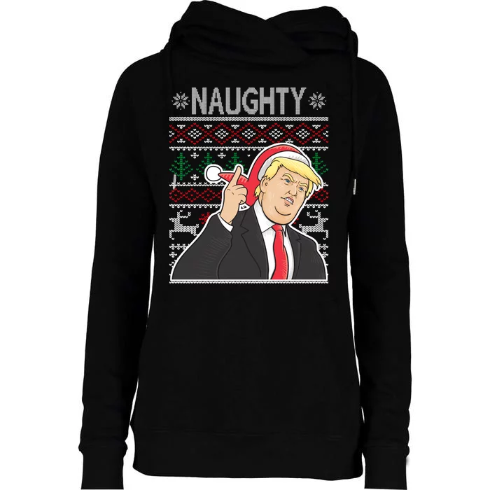 Donald Trump Naughty Ugly Christmas Womens Funnel Neck Pullover Hood