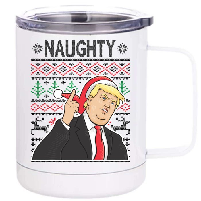 Donald Trump Naughty Ugly Christmas Front & Back 12oz Stainless Steel Tumbler Cup