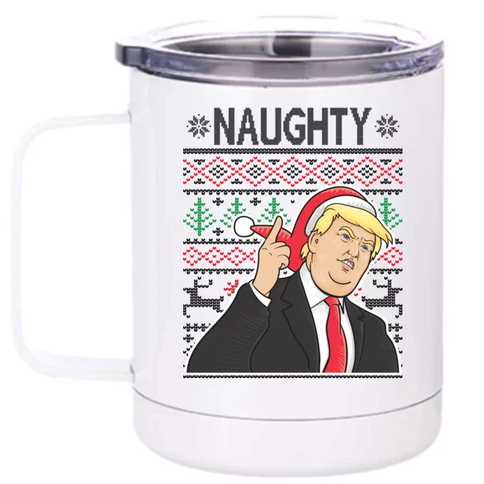 Donald Trump Naughty Ugly Christmas Front & Back 12oz Stainless Steel Tumbler Cup