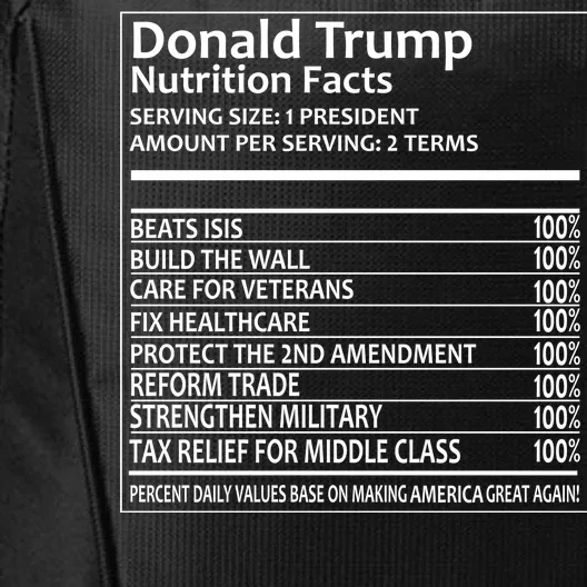 Donald Trump Nutrition Facts City Backpack