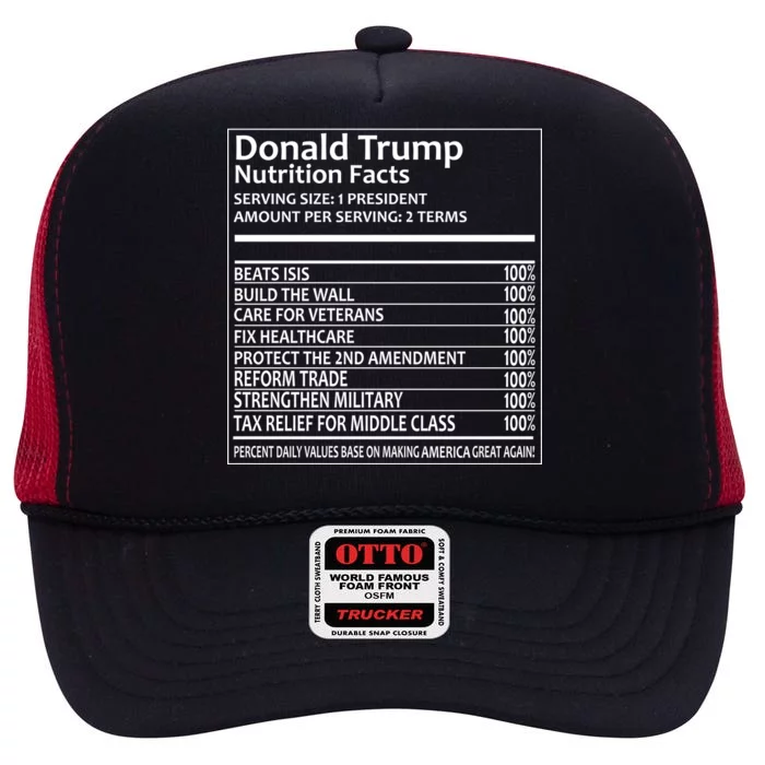 Donald Trump Nutrition Facts High Crown Mesh Trucker Hat