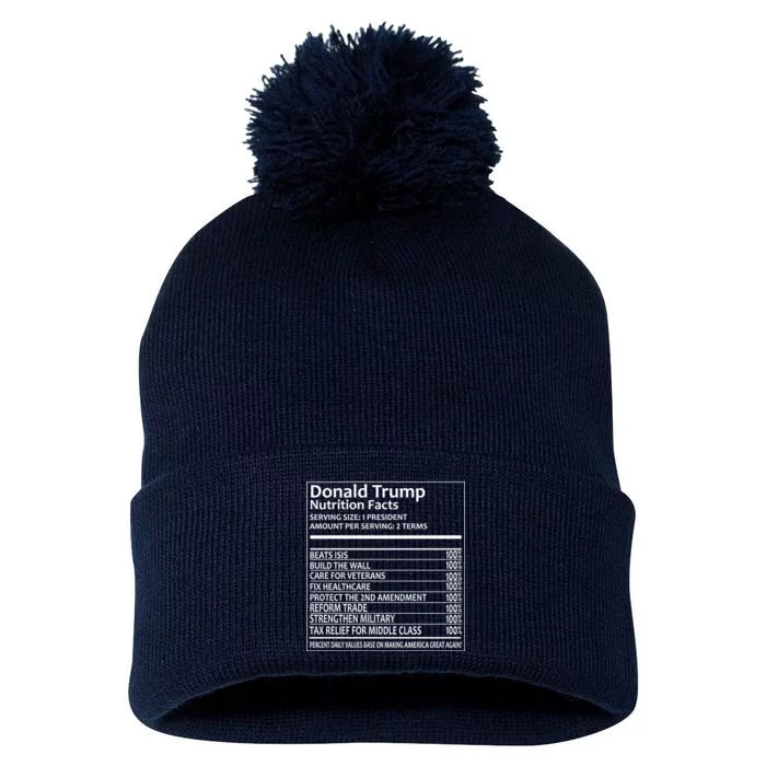 Donald Trump Nutrition Facts Pom Pom 12in Knit Beanie