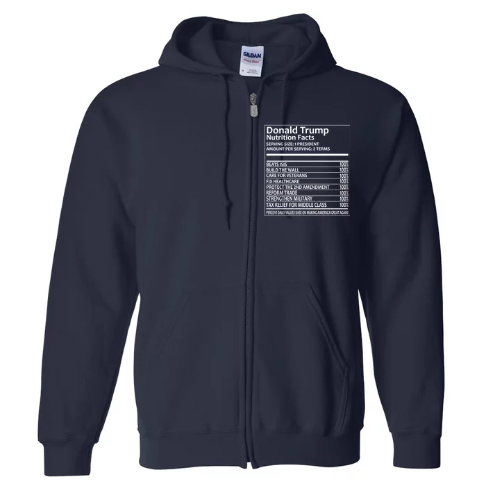 Donald Trump Nutrition Facts Full Zip Hoodie