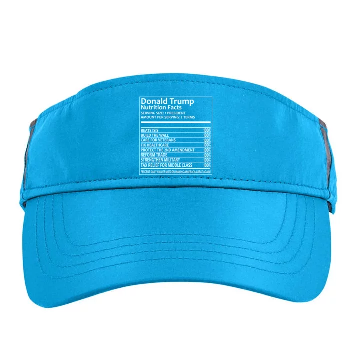 Donald Trump Nutrition Facts Political Humor Adult Drive Performance Visor