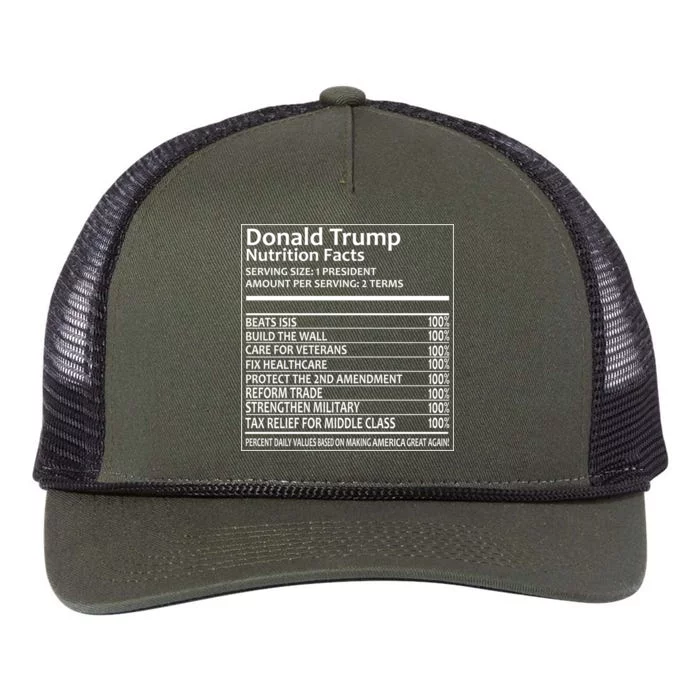 Donald Trump Nutrition Facts Political Humor Retro Rope Trucker Hat Cap