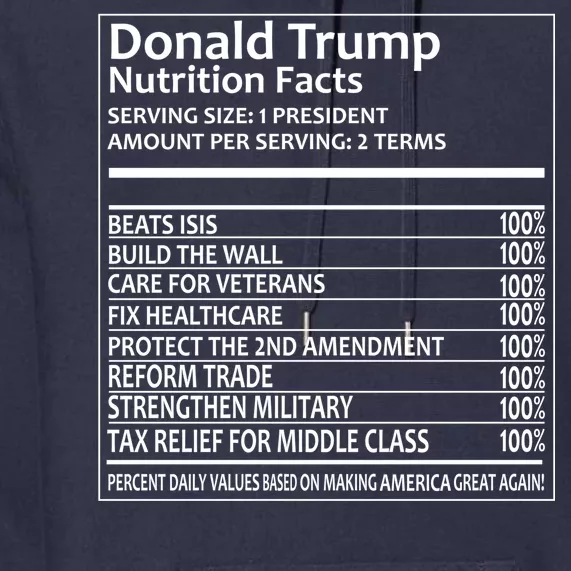 Donald Trump Nutrition Facts Political Humor Premium Hoodie