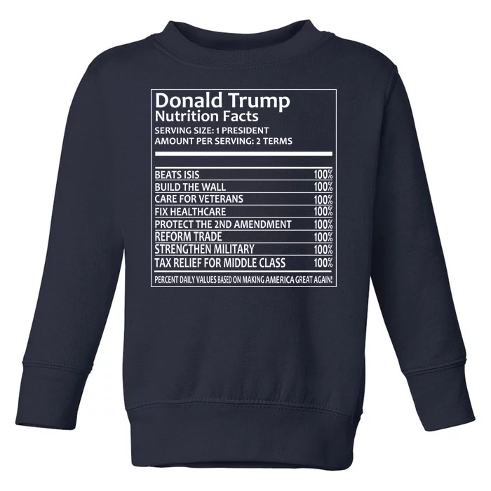 Donald Trump Nutrition Facts Political Humor Toddler Sweatshirt