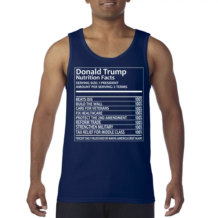 Donald Trump Nutrition Facts Political Humor Tank Top