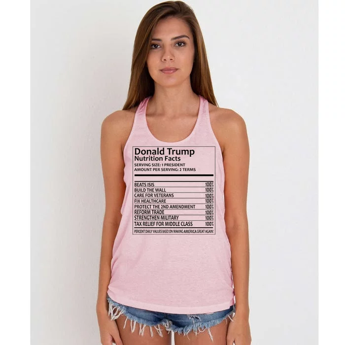 Donald Trump Nutrition Facts Political Humor Women's Knotted Racerback Tank