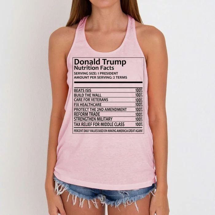 Donald Trump Nutrition Facts Political Humor Women's Knotted Racerback Tank