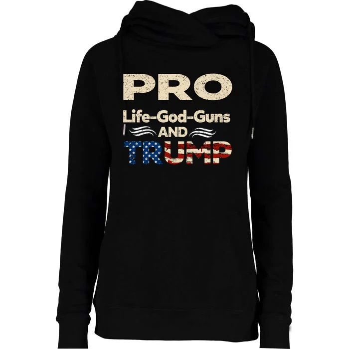 Donald Trump Pro Life God Gun Womens Funnel Neck Pullover Hood