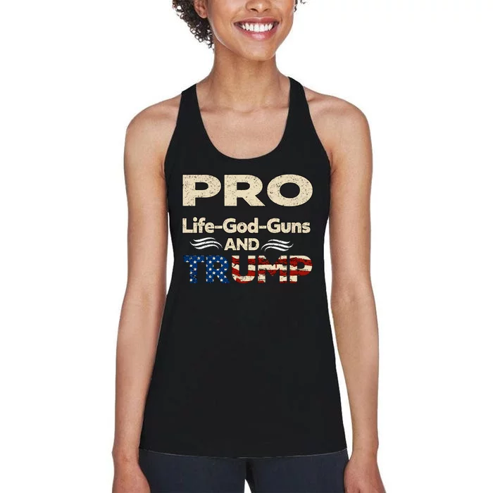 Donald Trump Pro Life God Gun Women's Racerback Tank