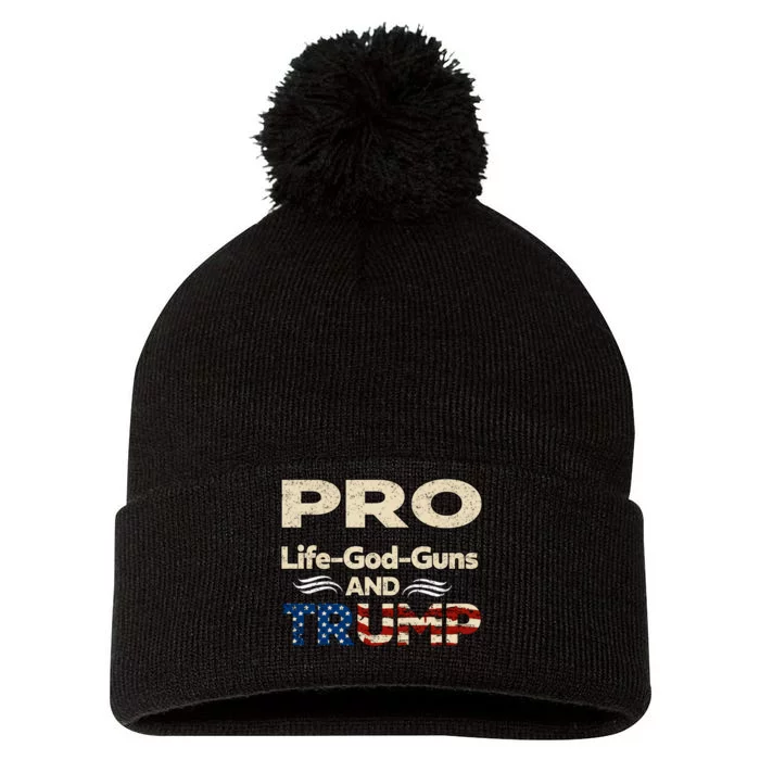 Donald Trump Pro Life God Gun Pom Pom 12in Knit Beanie