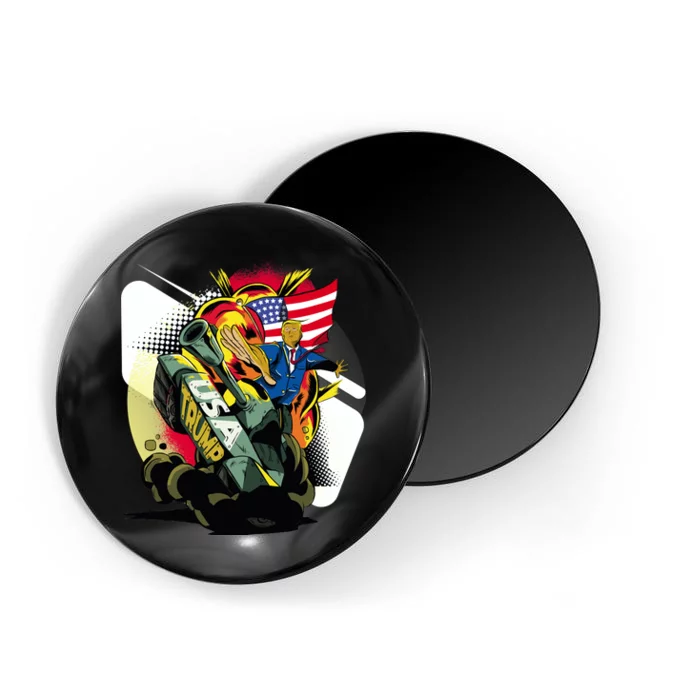 Donald Trump Riding Army Tank Magnet