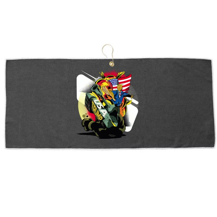 Donald Trump Riding Army Tank Large Microfiber Waffle Golf Towel