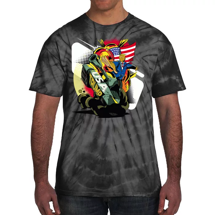 Donald Trump Riding Army Tank Tie-Dye T-Shirt