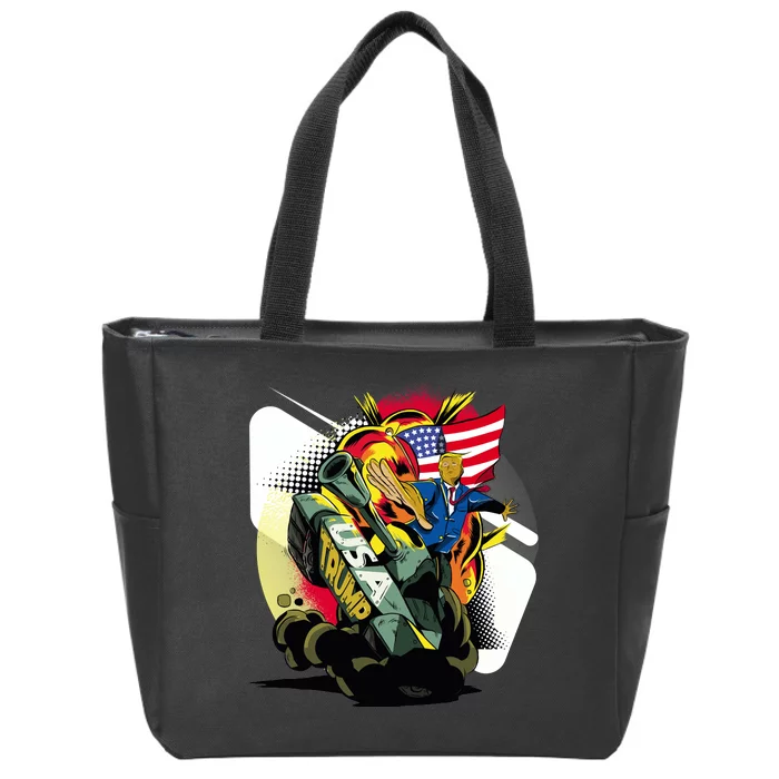 Donald Trump Riding Army Tank Zip Tote Bag