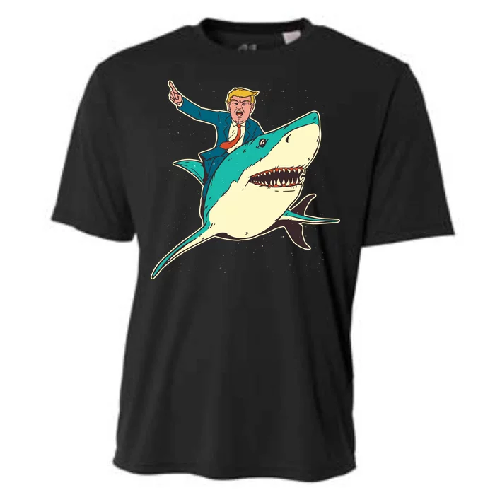 Donald Trump Riding Shark Cooling Performance Crew T-Shirt