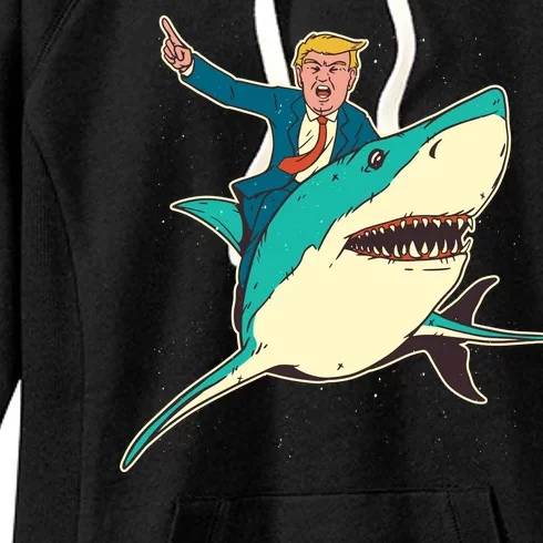 Donald Trump Riding Shark Women's Fleece Hoodie