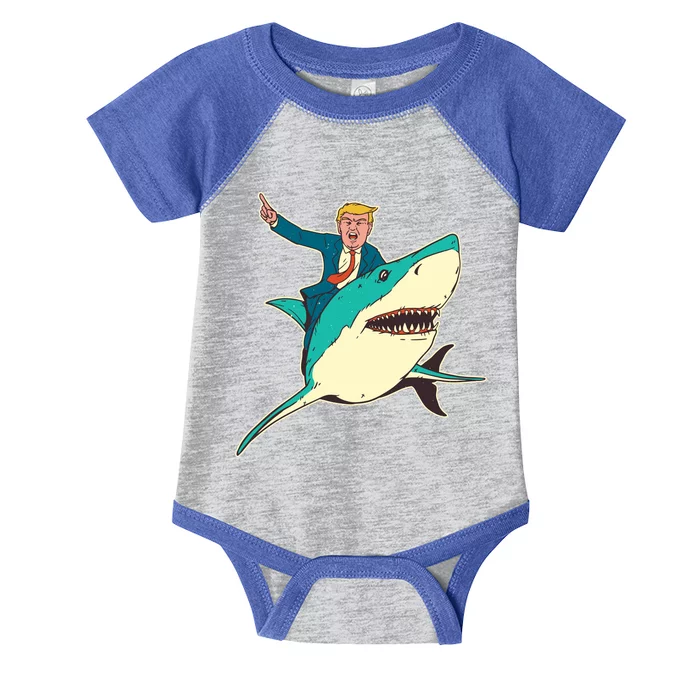 Donald Trump Riding Shark Infant Baby Jersey Bodysuit