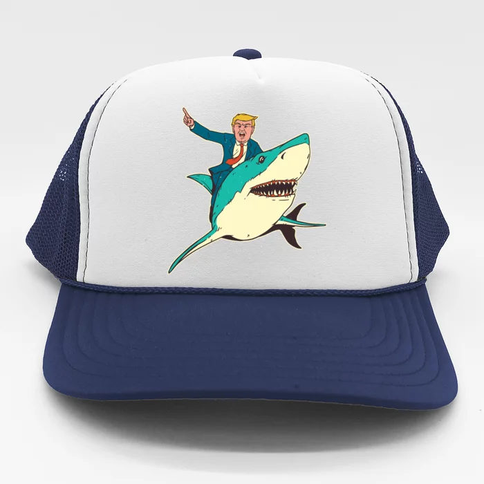 Donald Trump Riding Shark Trucker Hat