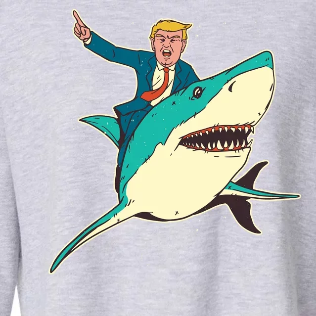 Donald Trump Riding Shark Cropped Pullover Crew