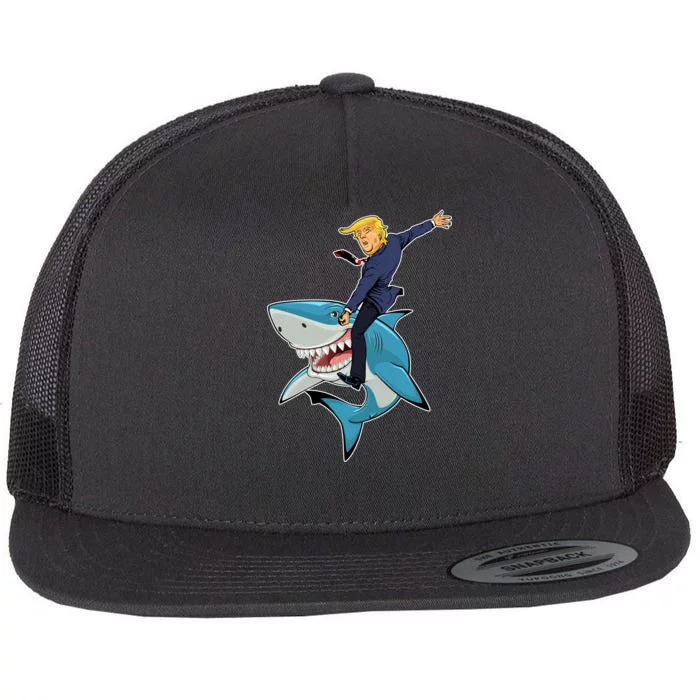 Donald Trump Shark President Flat Bill Trucker Hat