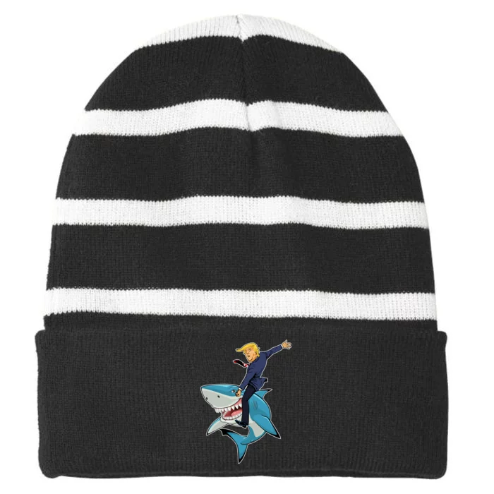 Donald Trump Shark President Striped Beanie with Solid Band