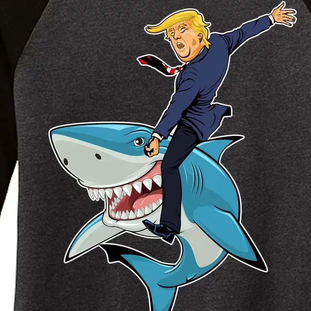 Donald Trump Shark President Women's Tri-Blend 3/4-Sleeve Raglan Shirt